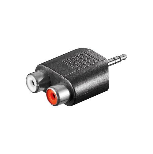 Minijack  5mm Til 2xrca Adapter  Han Hun   Sort    Goobay