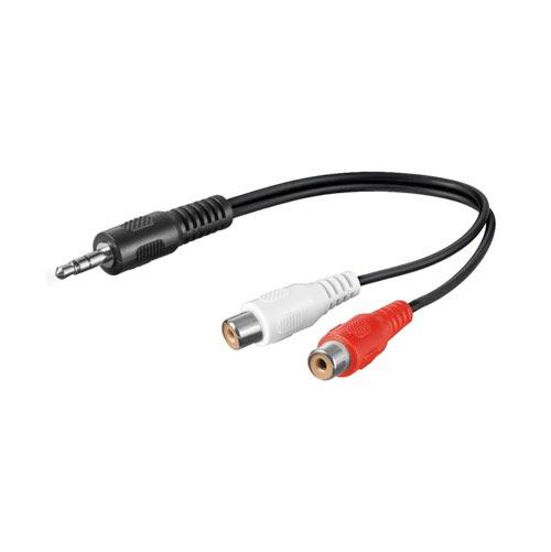 Minijack  5mm  Pin Til 2xrca Adapter      Han Hun   Sort    Goobay