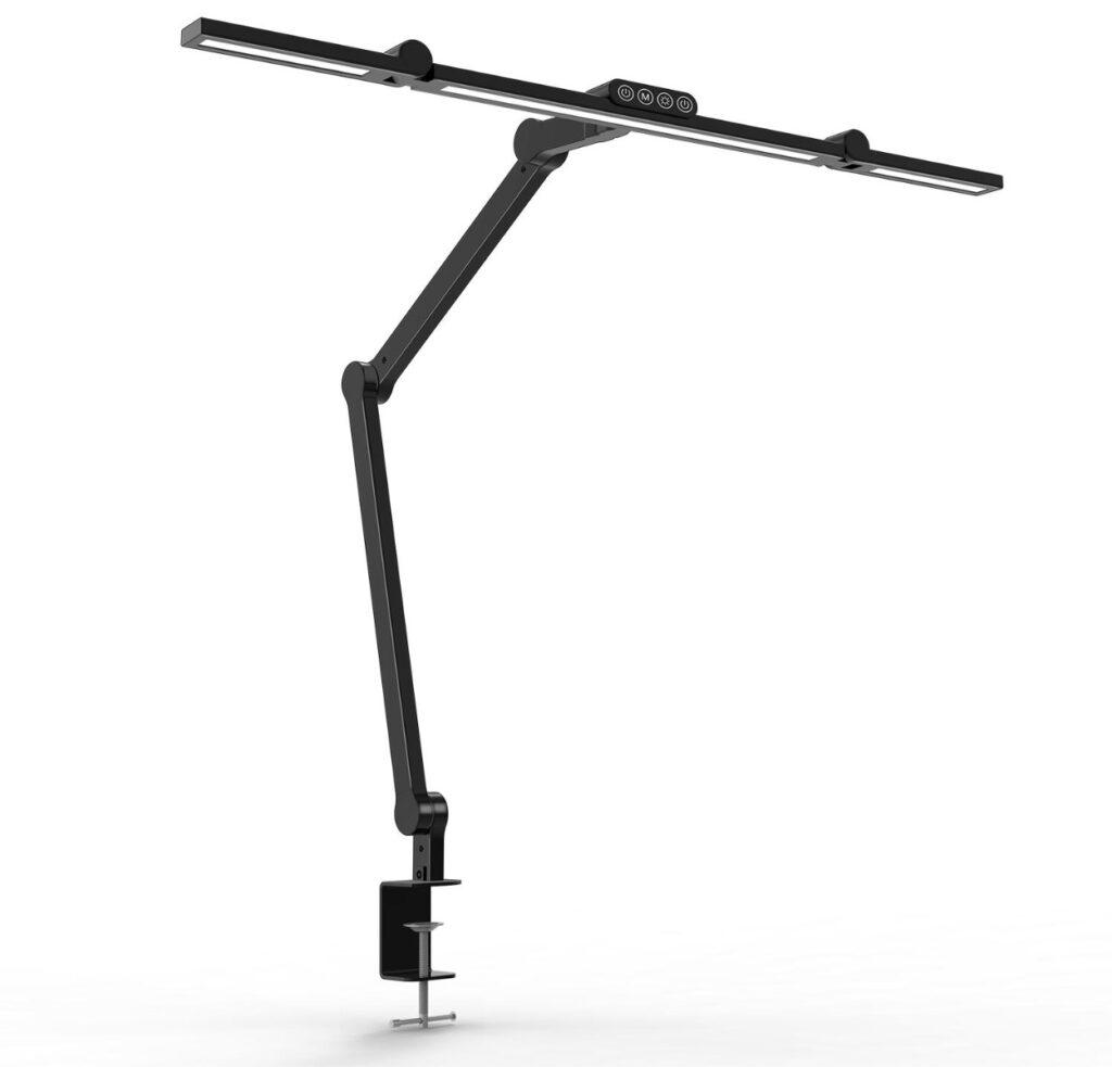 Skrivebordslampe   Led   Tranformerbar Med Svingarm   1600 Lumen   Sort