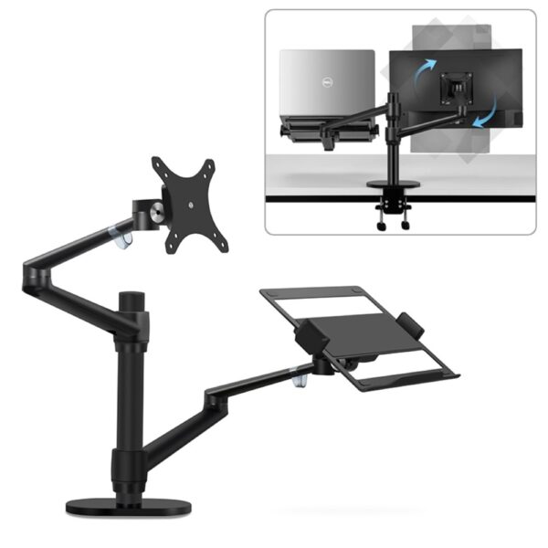 Wergon   Noah   Justerbar Dual Desktop Holder   Skærm      Laptop      Sort