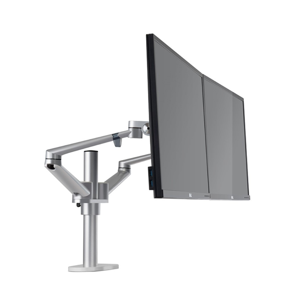 Wergon   Titan   Justerbar Dual Monitor Skærm Holder Arm   Til  Skærme Max     Sølv