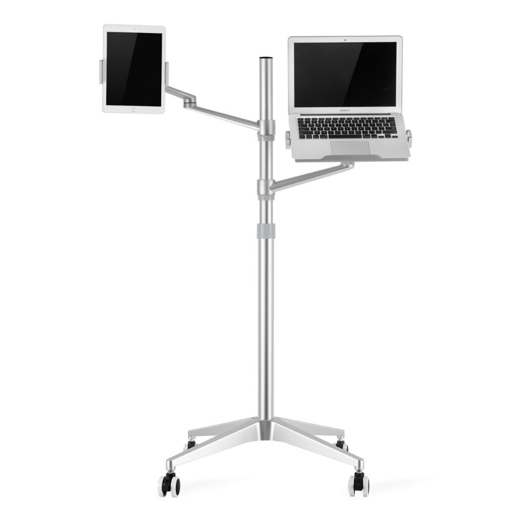 Wergon   Tristan   Justerbar Alu Holder Med Hjul   Laptop      Tablet      : 130cm   Sølv