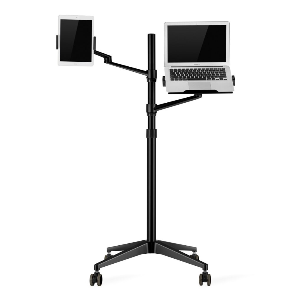 Wergon   Tristan   Justerbar Alu Holder Med Hjul   Laptop      Tablet      : 130cm   Sort