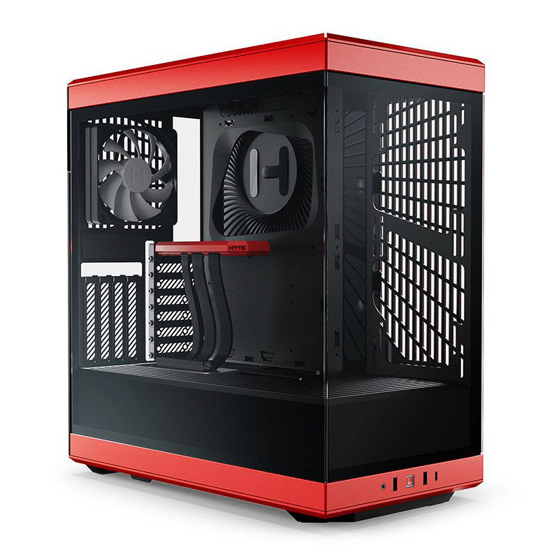 Hyte Y40 Red Miditower   Panoramic Glass Veil  Included Pcie   Riser Cable   Included Fans