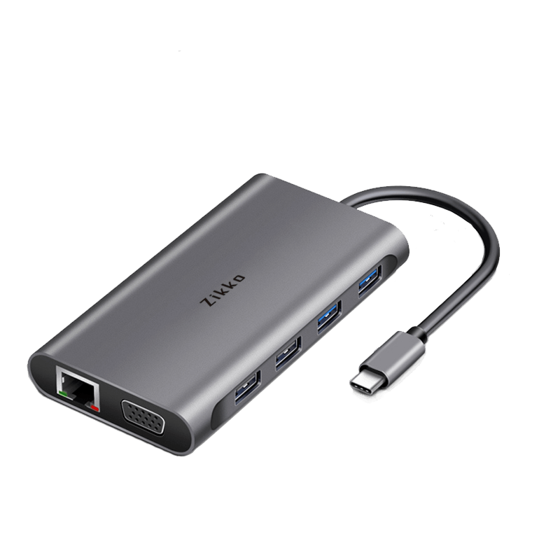 Zikko Usb    Hub Med Hdmi 4xusb Vga  Kort  Ethernet