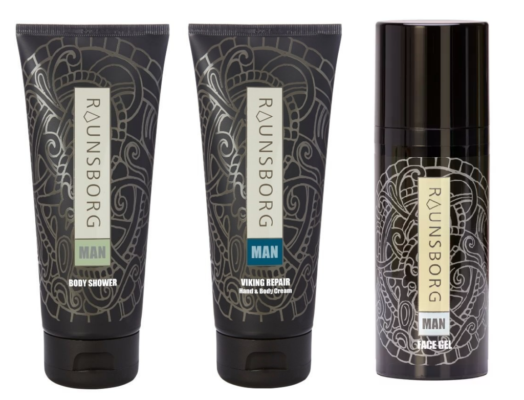 Raunsborg   Man Viking Repair Hånd   Kropscreme 200   Body Shower 200    Face Gel